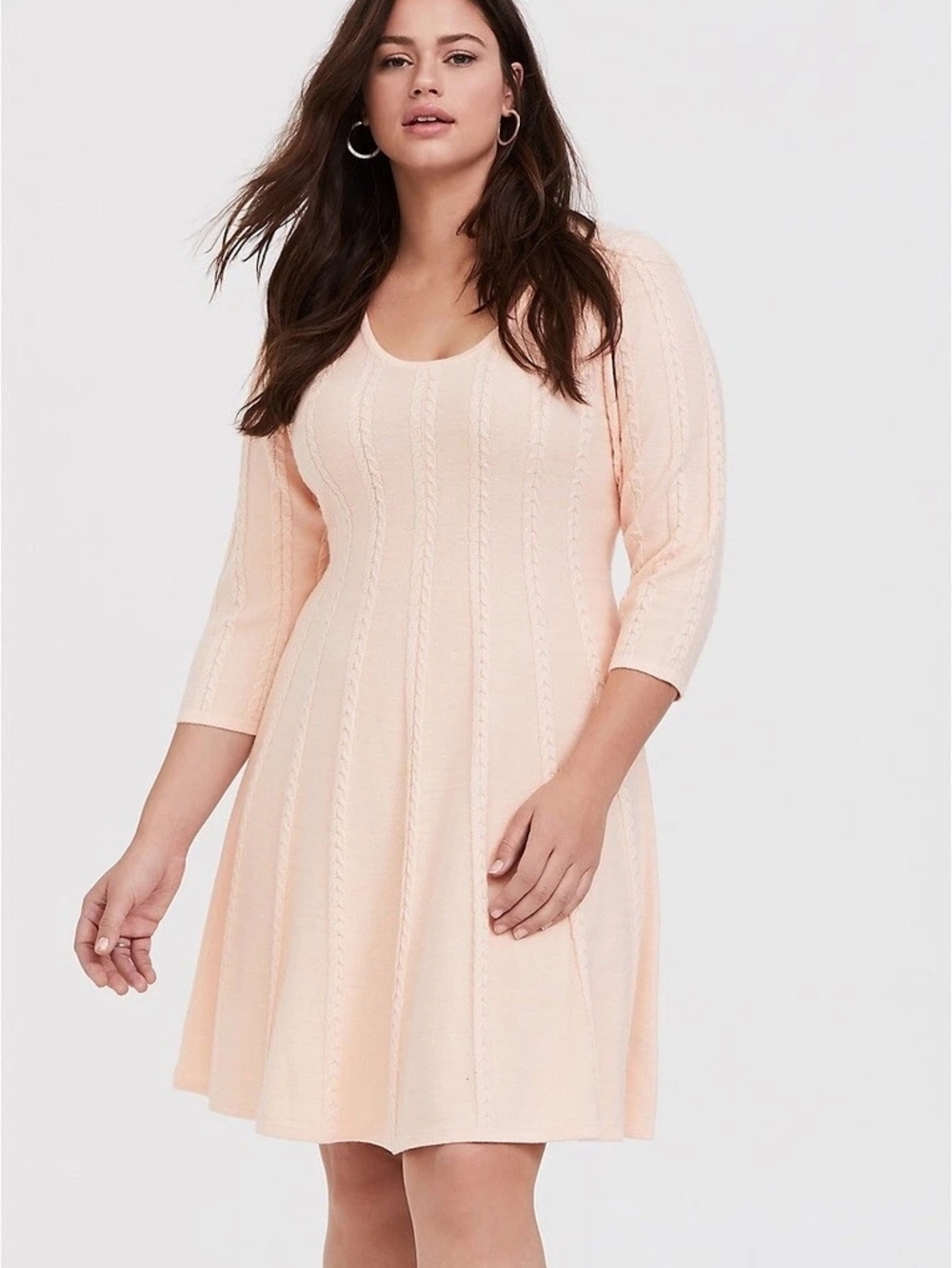 EUC Torrid Peach Cable-Knit Fit & Flare Dress- Size 1x